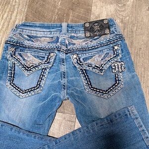 Miss Me Blue Boot Cut Jeans with Silver Embellishments